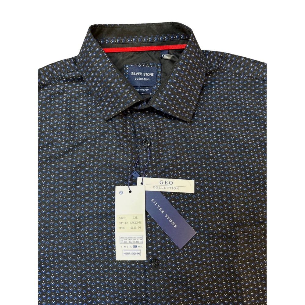 Silver Stone (Black) Short Sleeve Button Down Shirt Mens‎ XXLCotton Blend